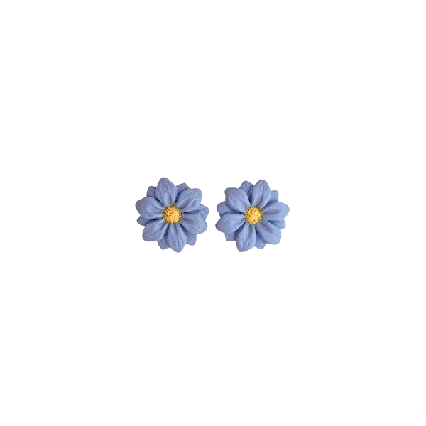 Σκουλαρίκια σιελ μαργαρίτες - πηλός, λουλούδι, μικρά, ατσάλι, boho