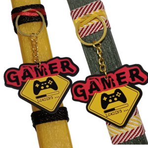 Πασχαλινή λαμπάδα set GAMER με μπρελόκ και door tag (ντορ ταγκ) - αγόρι, λαμπάδες, για παιδιά, για εφήβους, games - 3