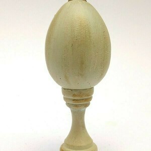 Διακοσμητικό λαδί κεραμικό αυγό Baroque σε ξύλινη βάση 17x8x8 - λουλούδια, αυγό, διακοσμητικά, άνοιξη - 3