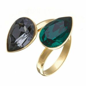 Προσαρμοσμένο Δαχτυλίδι με Κρύσταλλα Μαύρο-Σμαραγδί | The Gem Stories Jewelry - επιχρυσωμένα, ασήμι 925, χεριού, αυξομειούμενα