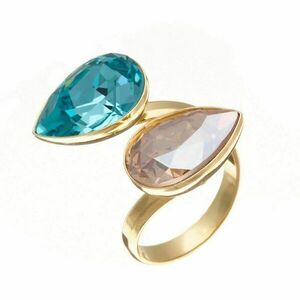 Προσαρμοσμένο Δαχτυλίδι με Κρύσταλλα σε Τιρκουάζ και Χρυσό Χρώμα | The Gem Stories Jewelry - επιχρυσωμένα, ασήμι 925, χεριού, αυξομειούμενα