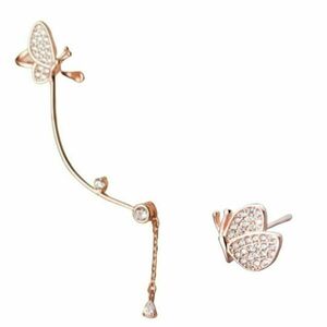 Σκουλαρίκι και Ear Clip Ροζ Χρυσό | The Gem Stories Jewelry - ασήμι, ασήμι 925, επάργυρα, πεταλούδα, μεγάλα