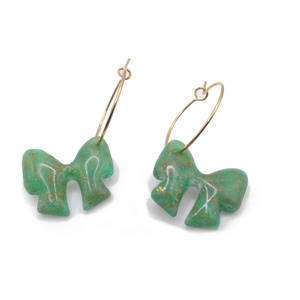 Σκουλαρίκια Κρίκοι-Φιογκάκι Emerald Marble - φιόγκος, πηλός, κρίκοι, φθηνά