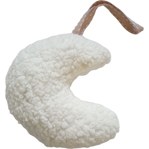 Αξεσουάρ πιπίλας sherpa λευκό γουνάκι, "Φεγγαράκι", 15cm * 12cm - φεγγάρι, κλιπ πιπίλας