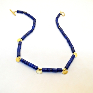 Κολιέ με lapis lazuli και επίχρυσα στοιχεία - ημιπολύτιμες πέτρες, επιχρυσωμένα, κοντά, ατσάλι - 4