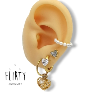Ear Cuff με Πέρλες - επιχρυσωμένα, ορείχαλκος, μικρά, πέρλες