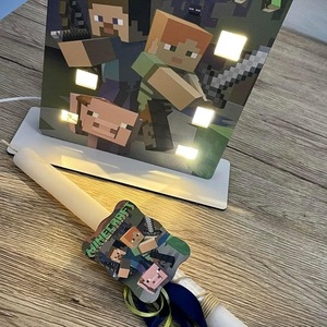 Λαμπάδα με φωτιστικό και μαγνητάκι Minecraft. - αγόρι, λαμπάδες, σετ, για παιδιά