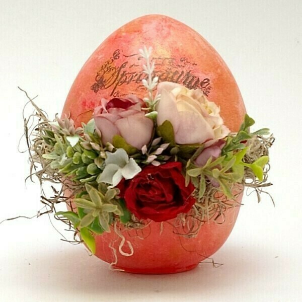Κεραμικό διακοσμητικό ανοιγόμενο αυγό κόκκινο-χρυσό 14x17x15 - λουλούδια, αυγό, διακοσμητικά