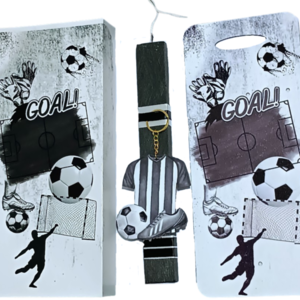 Λαμπάδα ποδοσφαίρου ασπρόμαυρη με πλάτη - αγόρι, λαμπάδες, για παιδιά, για εφήβους, σπορ και ομάδες