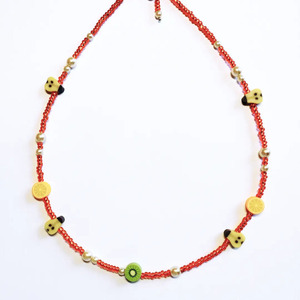 Κολιέ κοντό με περλίτσες φρούτα και seed beads - χάντρες, κοντά, ατσάλι, boho, πέρλες - 4