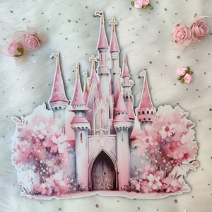Ροζ λαμπάδα με πριγκίπισσα και διακοσμητικό τοίχου ροζ κάστρο - κορίτσι, λαμπάδες, σετ, για παιδιά, πριγκίπισσες - 4