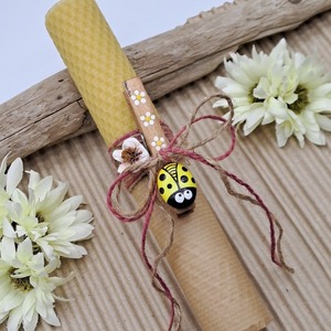 "Yellow Ladybug" Λαμπάδα Μελισσοκέρι με Μαγνητάκι 20x3cm - λουλούδια, λαμπάδες, ζευγάρια, για ενήλικες, για εφήβους - 3