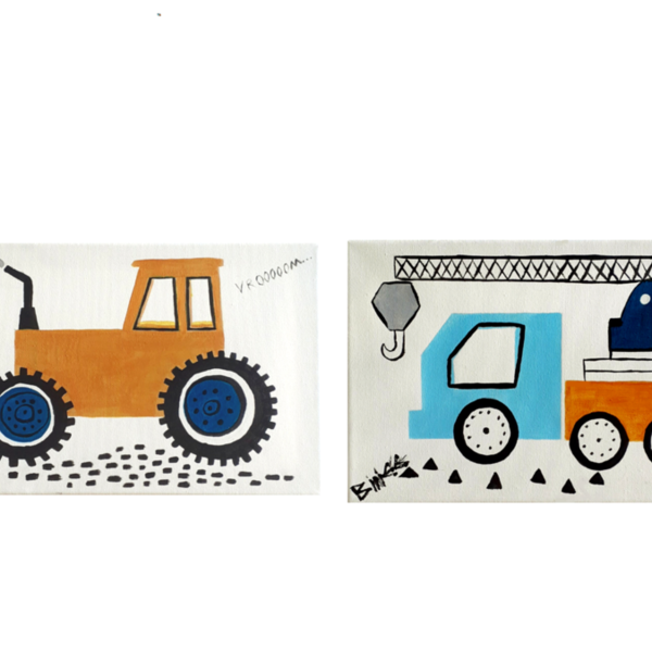 2 Πίνακες σε Καμβά / Προσφορά / Τρακτέρ και Φορτηγό - αγόρι, παιδικοί πίνακες