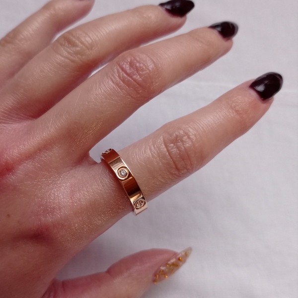 Δαχτυλίδι ατσάλι ροζ χρυσό "βίδες" μέγεθος 7 - επιχρυσωμένα, ατσάλι, ζιργκόν, σταθερά - 2