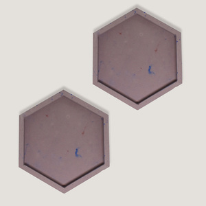 Σετ 2 δισκάκια σουβέρ Γύψινο Μίνιμαλ Δίχρωμο 12x12x2cm - γύψος, πιατάκια & δίσκοι - 2
