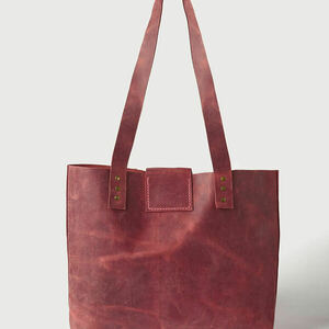 Γυναικεία χειροποίητη τσάντα ώμου Toya από δέρμα σε κόκκινο χρώμα - δέρμα, ώμου, μεγάλες, all day - 3