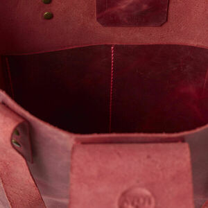 Γυναικεία χειροποίητη τσάντα ώμου Toya από δέρμα σε κόκκινο χρώμα - δέρμα, ώμου, μεγάλες, all day - 4