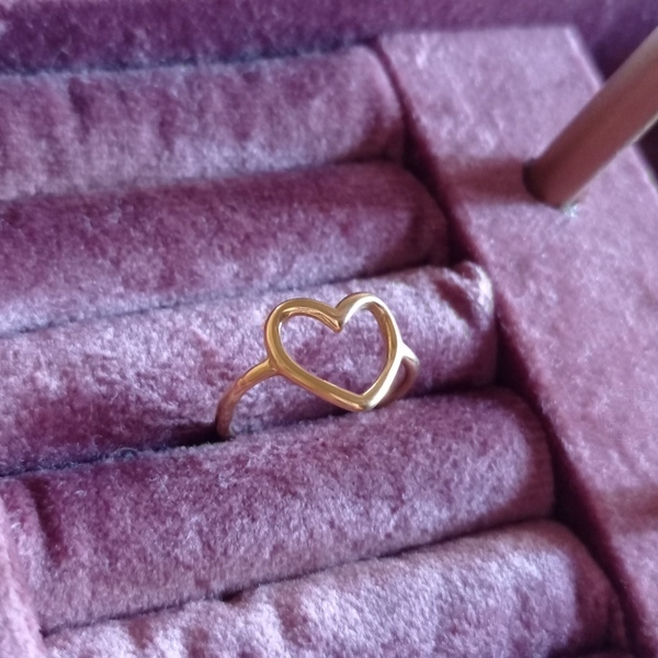 Δαχτυλίδι ατσάλι καρδιά μέγεθος 8 - επιχρυσωμένα, καρδιά, ατσάλι, boho, σταθερά - 5