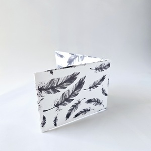 Eco-friendly πορτοφόλι τσέπης φτερά/Paper Wallet feathers - φτερό, χαρτί, πορτοφόλια, δώρο γεννεθλίων - 2