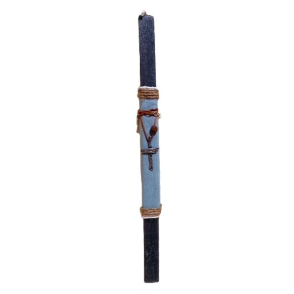 Λαμπάδα τετράγωνη ξυστή αρωματική μαύρη (25 χ 1,5 εκ. ) με αντρικό σταυρό από ασήμι 925 - ασήμι 925, αγόρι, λαμπάδες, για ενήλικες, για εφήβους - 3
