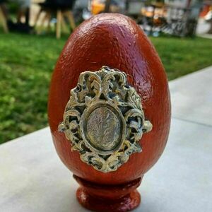 Διακοσμητικό πασχαλινό αυγό, διακοσμημένο με πηλό. - vintage, πηλός, πασχαλινά αυγά διακοσμητικά - 2