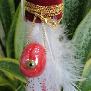 Λαμπάδα με κολιέ χειροποίητο κόκκινο αυγουλάκι - κορίτσι, λαμπάδες, για ενήλικες, για εφήβους - 3