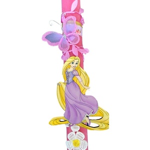 Χειροποίητη αρωματική φούξια λαμπάδα με την Ραπουνζελ - Rapunzel - κορίτσι, λαμπάδες, για παιδιά, πριγκίπισσες, για μωρά - 2