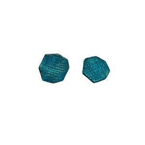Fyki Polygonal Petrol Earrings Χειροποίητα Πολυγωνικά Καρφωτά Σκουλαρίκια Πολυμερικού Πηλού Πετρολ - πηλός, μικρά, ατσάλι