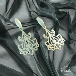 Σκουλαρίκια ασημένια χειροποίητα με καρφάκι μήκους 55 χιλιοστών, ματ υφή. Ιδιαίτερο αραβικό σχέδιο, - ασήμι 925, μακριά, μεγάλα, καρφάκι, δώρα για γυναίκες - 3