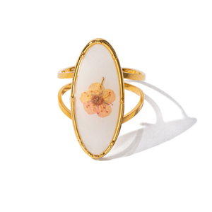 Ατσάλινο Δαχτυλίδι Wild Flower μέγεθος αυξομειούμενο χρυσό - επιχρυσωμένα, λουλούδι, ατσάλι, αυξομειούμενα, φθηνά