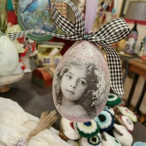 Κρεμαστό πασχαλινό αυγό "Vintage girl" - διακοσμητικά, για ενήλικες, πριγκίπισσες, προσωποποιημένα, παιχνιδολαμπάδες