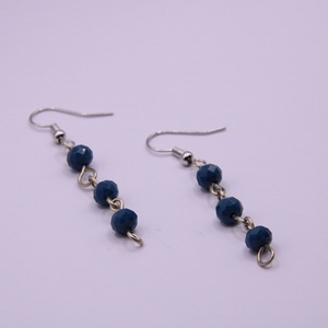 Σκουλαρίκια με μπλε κρυσταλλικές χάντρες - χάντρες, μικρά, ατσάλι, boho, φθηνά - 2