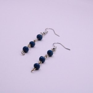 Σκουλαρίκια με μπλε κρυσταλλικές χάντρες - χάντρες, μικρά, ατσάλι, boho, φθηνά - 3