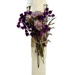 Χειροποίητη Πασχαλινή Λαμπάδα με αποξηραμένα ανθακια - λουλούδια, λαμπάδες, ζευγάρια, για ενήλικες, για εφήβους - 3