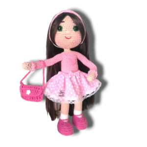 Πλεκτή κούκλα με βαμβακερά νήματα 30 εκ. - κορίτσι, λούτρινα, πασχαλινά δώρα