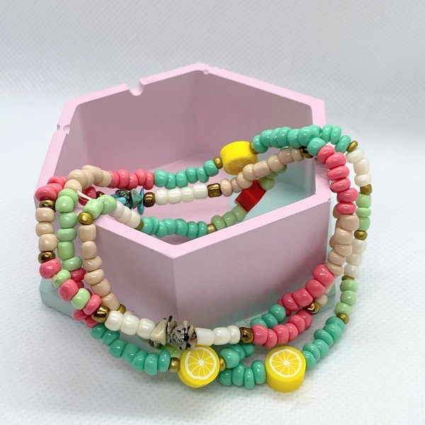 |Beaded Anklet Bracelets |Gemstones - Polymer Clay beads| Various Colours - ημιπολύτιμες πέτρες, χάντρες, layering, ποδιού