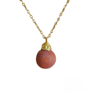 Χειροποίητο κρεμαστό με φυσικό πέτρωμα peach aventuine - ημιπολύτιμες πέτρες, κοντά, boho - 2