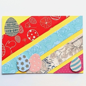 Πασχαλινή κάρτα collage, χειροποίητη, από χαρτόνι σε διάφορα σχέδια, 10.5*15εκ - διακοσμητικά