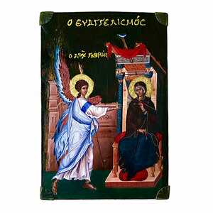 Ευαγγελισμός της Θεοτόκου - Χειροποίητη Εικόνα Σε Ξύλο 15x22cm - πίνακες & κάδρα, πίνακες ζωγραφικής - 3