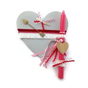 Σετ Αρωματική Λαμπάδα με Καρδιά με Καδράκι σε σχήμα Καρδιάς Ξύλο Σετ των δύο 30 εκ Καρπουζί - καρδιά, κορίτσι, λαμπάδες, σετ, για παιδιά