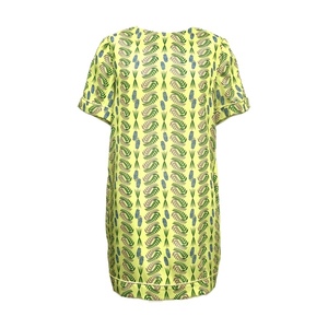 Sheila Dress-Μίνι Μεταξένιο Κοντομάνικο Εμπριμέ Φόρεμα με Μοτίβο Flora Lime - πολυεστέρας, mini - 4