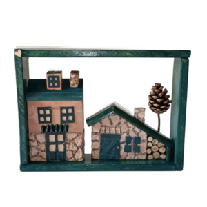 ξύλινο επιτραπέζιο-επιτοίχιο καδράκι πράσινο 21Χ 29 Χ 6 - ζωγραφισμένα στο χέρι, πίνακες & κάδρα, χειροποίητα, επιτραπέζιο διακοσμητικό