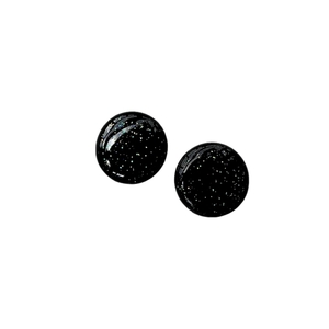 Μικρά καρφωτά σκουλαρίκια σε ιριδίζον μαύρο χρώμα από υγρό γυαλί. - γυαλί, μικρά, ατσάλι, φθηνά - 2