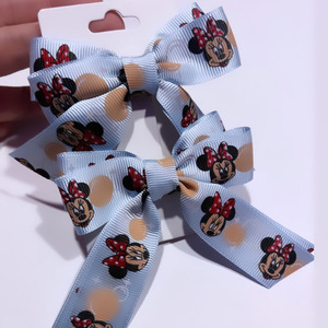 Παιδικά κοκαλάκια 2 τεμαχίων , γαλάζιο χρώμα Minnie-Mickey! - ύφασμα, hair clips