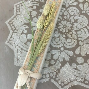 Λαμπάδα rustic με λευκό αρωματικό κερί 24 εκ. και στάχια - κορίτσι, λουλούδια, λαμπάδες, για ενήλικες - 4