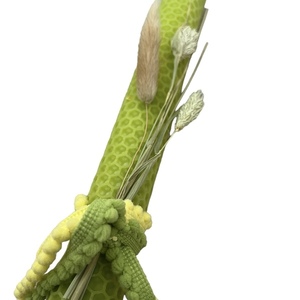 Rustic λαμπάδα πράσινο φυτικό κερί κηρήθρας 21 εκ. και στάχια - κορίτσι, λουλούδια, λαμπάδες, για ενήλικες, για εφήβους