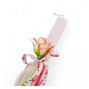Λαμπάδα ροζ με στυλό τριαντάφυλλο για νέα κοπέλα - κορίτσι, λουλούδια, λαμπάδες, για ενήλικες, για εφήβους