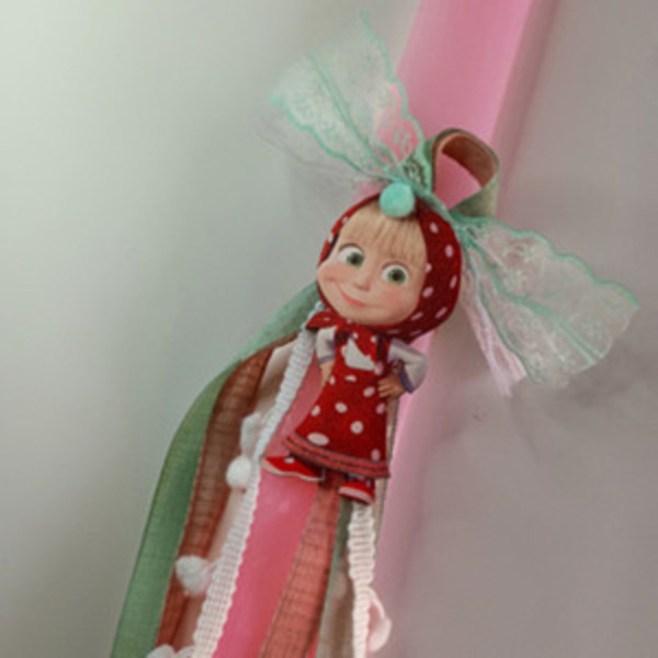 Λαμπάδα αρωματική σε χρώμα ροζ με ξύλινο στοιχείο ΜΑΣΑ - κορίτσι, λαμπάδες, για παιδιά, ήρωες κινουμένων σχεδίων - 2