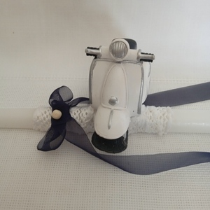 Λαμπάδα στρογγυλή 35 cm με διακοσμητικό μηχανάκι πήλινο - αγόρι, λαμπάδες, για παιδιά, για εφήβους - 4