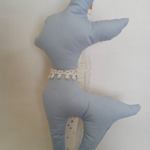Λαμπάδα στρογγυλή 35 cm με υφασμάτινο γαλάζιο ελαφάκι - λαμπάδες, για παιδιά, για εφήβους, για μωρά
